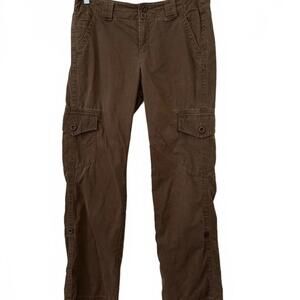 Brown Women's Y2K‎ Grunge Cargo Pants with Buttoned Pockets